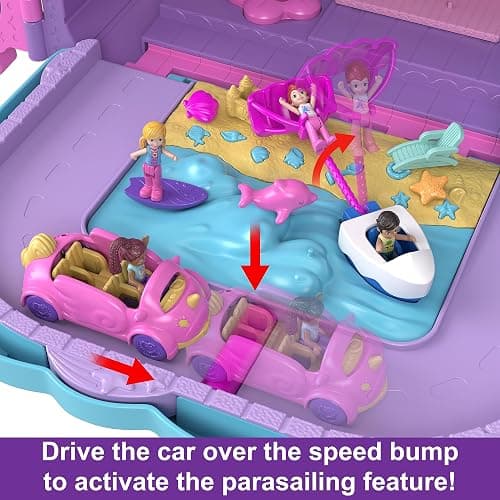 Polly Pocket Dolls, Playset and Travel Toys, 4 Dolls, 1 Vehicle, 25+ Accessories, Resort Roll Away (Amazon Exclusive) thumbnail 5