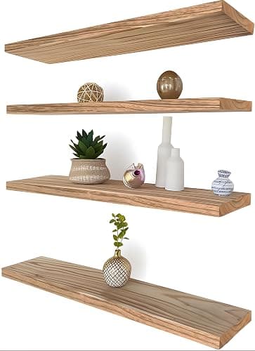 GXYAWPJ 24 Inch Floating Shelves for Wall Rustic Light Wood Wall Shelves for Bedroom Set of 4 - Image 1
