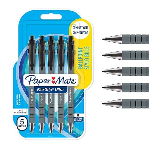 Paper Mate Flexgrip Ultra Retractable Ballpoint Pens | Medium Point (1.0mm) | Black | 5 Count - Image 1