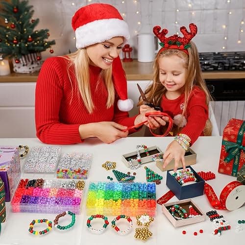Gionlion 4200Pcs Pony Beads for Bracelet Making Kit, 48 Colors Kandi Beads Bracelet Kit, 2500pcs Rainbow Candy, 1700pcs Friendship Letter Bead with 20 Meter Elastic Strings for Jewelry Making thumbnail 4