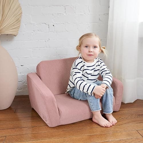ZICOTO Comfy Kids Chair for Toddler - Stylish 2 in 1 Lounger Made of Memory Foam Easily Unfolds Into a Soft Baby Couch to Nap On - Modern Fold Out Sofa for The Little Ones thumbnail 3