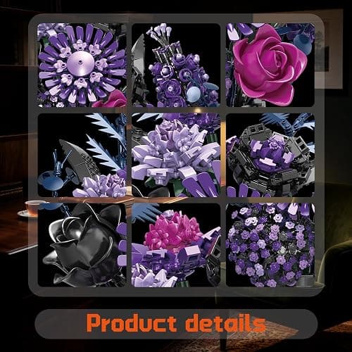 BrixVibe Flowers Building Set Compatible with Lego Flowers, Purple Bouquet Plant with Vase Botanical Collection for Adults & Women & Girl 14+ thumbnail 4