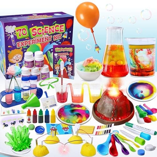 UNGLINGA 70 Lab Experiments Science Kits for Kids Educational Scientist Toys Birthday Gifts Idea for Girls Boys, Chemistry Set, Erupting Volcano, Fruit Circuits, S.T.E.M Activities Science Project - Image 1