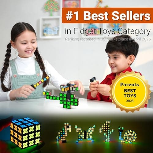 TOSY Magnet Cube 3x3 - 30 Blocks, 240 Magnets, Multipurpose: Creative Building Blocks, Transformable Fidget Spinner, Puzzle/Infinity Cube, Christmas Stocking Stuffers Gift for Kids, Glowing STEM Toy thumbnail 2