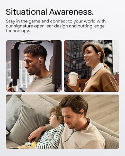 SHOKZ NEW OpenFit 2+ Open-Ear Headphones, Dolby Audio Enabled, Comfortable Earbuds with Soft Ear Hooks, 48H Playtime, IP55 Water-Resistant, USB-C Fast Charging, Wireless Charging, Carrying Bag, Black thumbnail 7