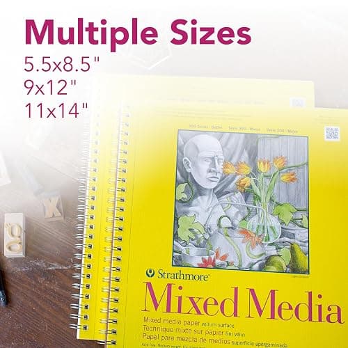 Strathmore 300 Series Mixed Media Paper Pad, Side Wire Bound, 9x12 inches, 40 Sheets (117lb/190g) - Artist Paper for Adults and Students - Watercolor, Gouache, Graphite, Ink, Pencil, Marker thumbnail 4