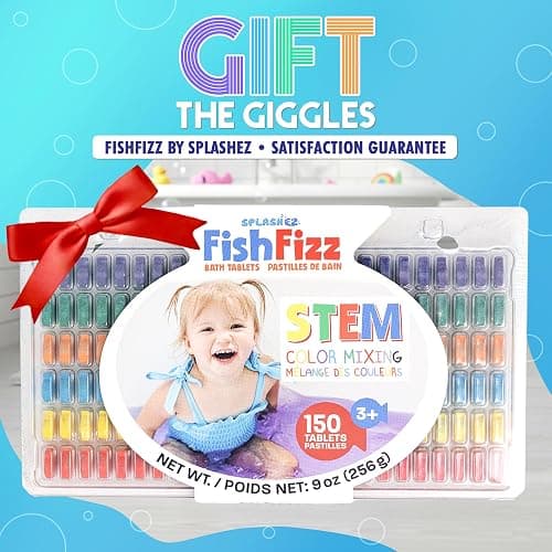 SplashEZ Mini Bath Color Tablets for Kids, 150 Fizzy Bath Bombs & Bath Toys | STEM Mini Bath Bombs for Kids, Non Toxic, Fragrance Free, No Tub Staining, Easy Clean for Toddlers & Kids thumbnail 9