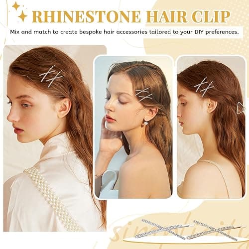 20 Pcs Rhinestone Hair Clips Set, Gold & Silver Crystal Hair Pins, Bling X-Shaped Hair Accessories for Women Girls, Trendy Hair Decor for Party, Wedding, Daily Styling (Gold, Silver,2) thumbnail 5