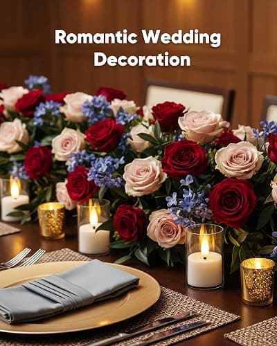 Homemory Acrylic Flameless Led Votive Tealight Candle with 6H Timer, 12Pack | auto timer, Pre-installed batteries, warm flicker, 1.5" x2.4", shatterproof acrylic, for wedding centerpiece, Christmas decor thumbnail 5