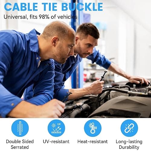 60 Pcs Nylon Universal Cable Tie Buckle - New Multifunctional Nylon Zip Ties Double Sided Buckle & Button Design Plastic Cable Ties Tool Fasteners Car Body UV Resistant Zipties for Car Daily Repair thumbnail 4