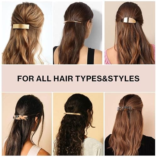 6pcs Women Gold Hair Clips Metal Flat Hair Clips Tortoise Retro Gold Hair Barrettes French Clip Barrettes for Women Lady thumbnail 2