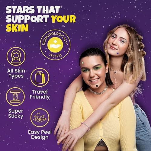 280Pcs Star Pimple Patches for Face - Pimple Patches Cute Stars - Hydrocolloid, Salicylic Acid, Tea Tree Oil, Centella - Glitter, Regular, Glow in the Dark, Translucent 7 Colors, 3 Sizes Zit Stickers thumbnail 3