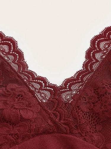 MakeMeChic Women's Halter Top Y2K Lace V Neck Ruched Low Cut Halter Tank Tops Camisole Tops thumbnail 4