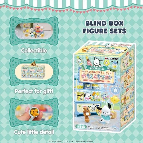 Hamee RE-Ment Blind Box Sanrio - Pochacco Amusement Park Wagon - 8 Pc. | Full Set with Tear-Away Display Background, Cute Blind Box Diorama Miniature Figure Set, Collectible Display Figure thumbnail 4