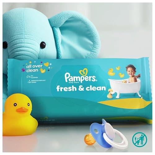 Pampers Fresh Clean Feuchttücher 15 Packungen mit 80 Stück, 1200 Feuchttücher, milder Duft, auch für Hände und Gesicht geeignet thumbnail 3
