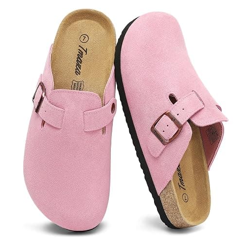 Tmaza Cork Footbed Suede Clogs for Women - Memory Foam Orthopedic House Shoes with Arch Support Size 6-11 - Image 1
