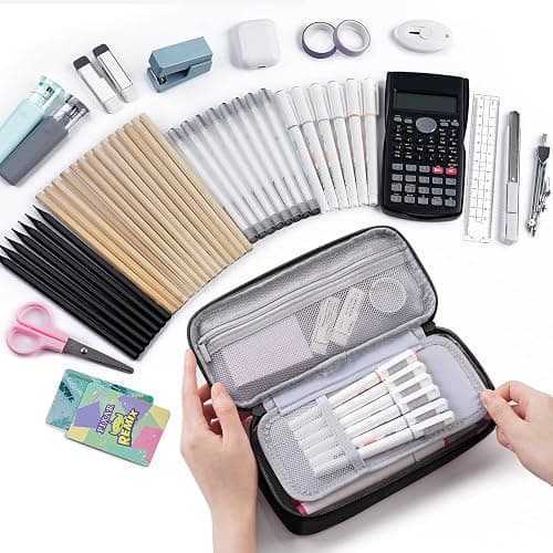 WEMATE Pencil Case, Large Storage Organizer, Makeup Bag, Teacher Must - have, Big Pencil Pouch, Marker Case for College thumbnail 2