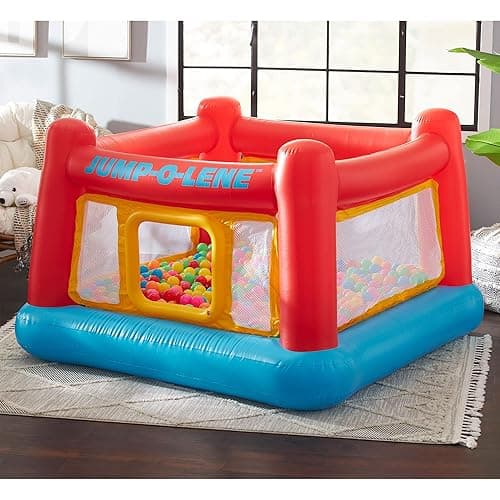 Intex Inflatable Jump-O-Lene Indoor or Outdoor Playhouse Trampoline Bounce Castle House with Crawl-Thru Door and Net for Kids Ages 3-6 - 1 Pack thumbnail 8