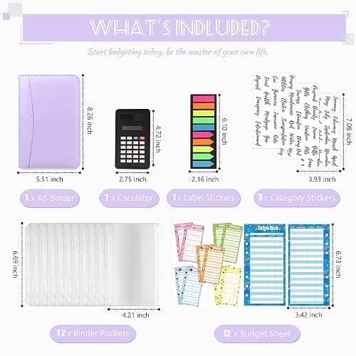 Budget Binder with Zipper Envelopes, Cash Envelopes for Budgeting, A6 PU Leather Budget Planner 2026 with Cash Envelopes Calculator, Bill Money Organizer for Cash Saving Budget System Wallet thumbnail 4