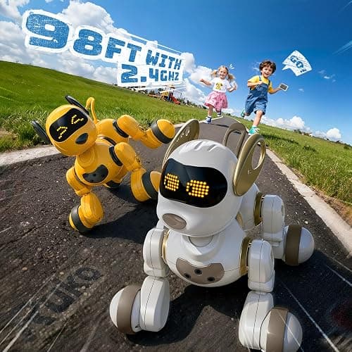 Ruko 18011 Smart Robot Dog, Interactive Puppy with 30 LED Expressions, 20 Actions & 50 Programmable Commands, Voice & Touch Control, Toy for Kids Age 3+ thumbnail 4