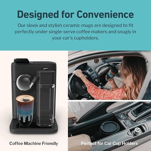 NOVA CERAMICS Coffee Tumbler – Travel Mug - On the Go Coffee Mug – Microwave & Dishwasher Safe Green Coffee Tumbler - Gifts For Women Men Him Her – 16oz – Monsoon thumbnail 7