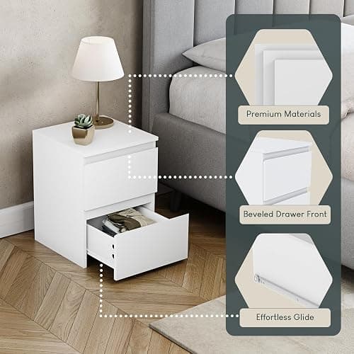 Vida Designs Denver Table de Chevet 2 tiroirs Blanc thumbnail 5