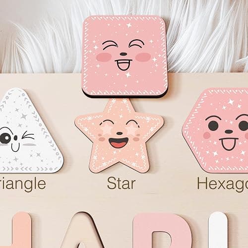 Personalized Name Puzzle with Numbers and Shapes, Name Puzzle for Kids, Custom Birthday Gift for Kids, for Toddlers, Unique New Baby Gift, 1 Year Old Boy and Girl Toys, Wood Toy thumbnail 7