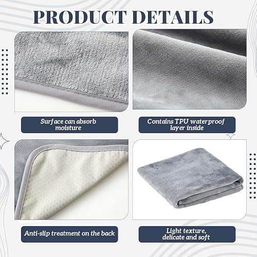 Fanfanwin 1 Pcs Couples Waterproof Mat Lover Reusable Stainproof Blanket Quiet Easy Use Mattress Protector for Adult Multi Functional Bed Sheet Couple Pleasure Comfort (27.5 x 27.5 in,Grey) thumbnail 3