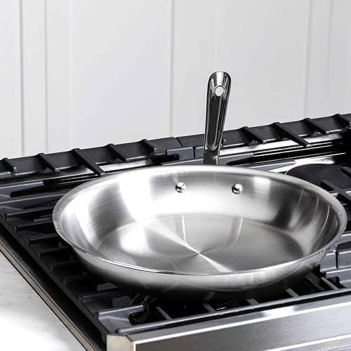 All-Clad D3 12" Stainless Steel Frying pan W/Lid, 3-Ply Stainless Steel Pan, Induction, Oven Broiler Safe 600F Skillet, Professional Cookware, Silver thumbnail 4
