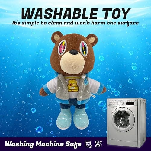 Adenzai Kanye Bear Plush - 10 Inch Cute Plush Bear Stuffed Animal Toy – Soft and Adorable Gift for Kids, Boys, Girls, Birthdays, Easter, and Graduation Cute Halloween Plush thumbnail 4