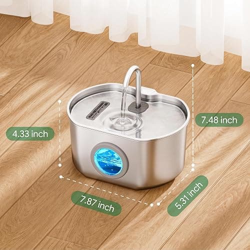 Cat Water Fountain Stainless Steel: 74oz/2.2L Cat Fountain for Drinking- Pet Water Fountain Inside - Automatic Dog Watering Dispenser Bowl - Pet Feeding & Watering Supplies (4 Filters) thumbnail 8