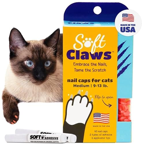 Soft Claws Nail Caps for Medium Cats – (40 Caps, Pink) - Veterinarian-Developed | Protects Furniture & Skin - Easy to Apply, Long-Lasting Anti-Scratch Soft Cat Claw Covers - Image 1