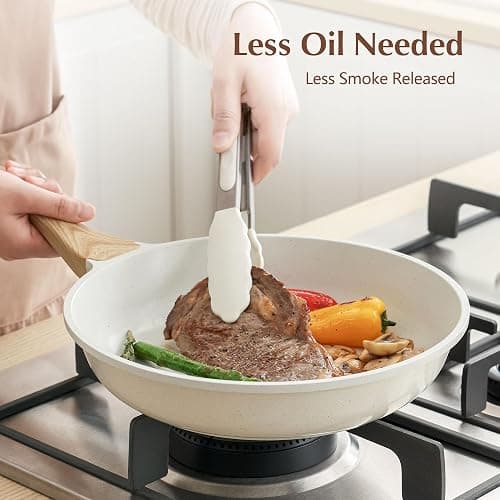 SENSARTE Nonstick Ceramic Frying Pan Skillet with Lid, 9.5 Inch Omelet Pan, Healthy Non Toxic Chefs Pan, Induction Compatible Egg Pan with Heat Resistant Handle, Free of Intentionally Added PFAS/PTFE thumbnail 5