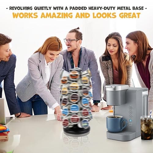 BLACKSMITH FAMILY K Cup Holders,K Cup Holder, K Cups Holder,K Cup Carousel, Coffee Pods Holder Storage Organizer Stand,No Assembly Required,Black (Capacity of 40 Pods, Black) thumbnail 2