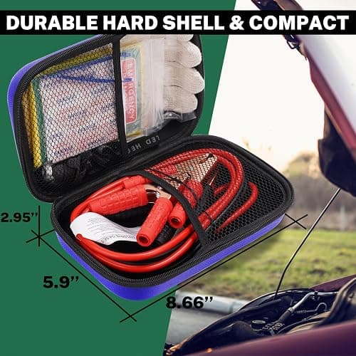 Car Roadside Emergency Kit with Battery Jumper Cables,Car Accessories for Men or Women,Automotive Safety Kit for Car,Vehicle, Truck or SUV,Gifts for Men or Him, Purple thumbnail 3