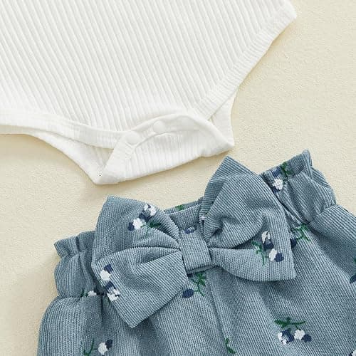 YINGISFITM Newborn Baby Girl Clothes Daddys Girls Outfits Pants Sets 3pcs | Baby Girl Fall Outfit,Daddys Girl Baby Outfits,Long Sleeve Romper + Bow Pants + Headband,Newborn Girl Coming Home Outfit thumbnail 6