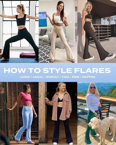 Sundwudu Black Flare Yoga Pants for Women - Soft High Waist Bootcut Leggings Tall & Long Bootleg Pants for Women thumbnail 6