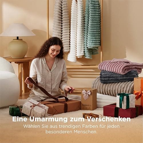 BEDSURE Kuscheldecke - Wolldecke & Fleecedecke, Sofadecke, Weiche Warme Grobe Korddecke für Zimmer Deko, Wohn- & Kuscheldecken, Tagesdecke, Wollweiß, 150 x 200 cm thumbnail 7