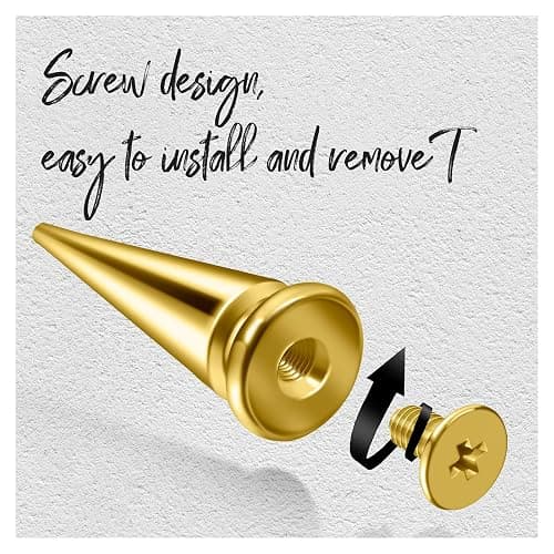 170 Pieces Multiple Sizes Cone Spikes Screwback Studs Rivets Large Medium Small Metal Tree Spikes Studs for Punk Style Clothing Accessories DIY Craft Decoration (Golden) thumbnail 4