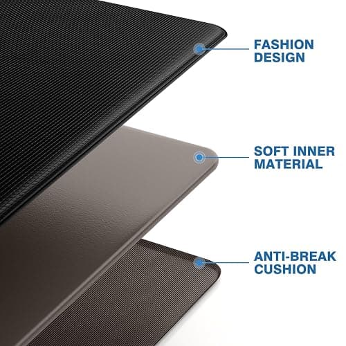 StepRite Kitchen Mats, 2PCS Kitchen Rugs, Cushioned Anti Fatigue Kitchen Mats for Floor, Non-Slip Standing Desk Mat, Waterproof Kitchen Rug Set for Kitchen, Floor, Office,17.3"×30"+17.3"×47",Black - 17.3"×30"+17.3"×47"-0.4inch - Black thumbnail 5