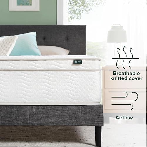Zinus 12 Inch Foam and Spring Hybrid Mattress [New Version], Queen, Fiberglass Free, Medium Firmness, Durable Support, Certified Safe Foams & Fabric, Mattress in A Box thumbnail 3