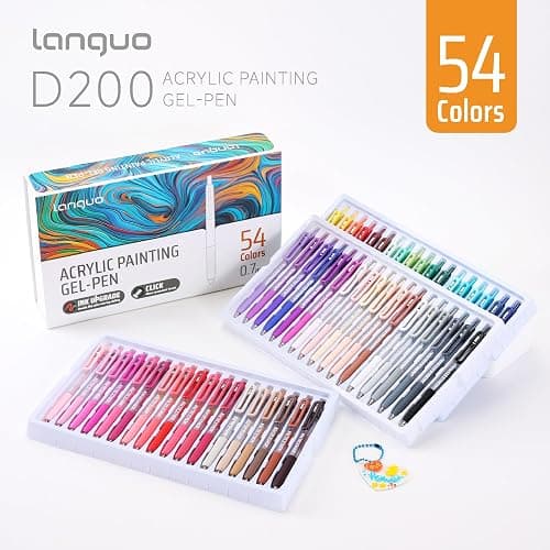 languo Acrylic Gel Pens for Coloring, 54 Colors Click Acrylic Paint Pens Set with 0.7mm Tip for Adult Coloring, Colored Gel Pens for Black Paper, Rock, Glass, Fabric, DIY and Art Crafts Supplies thumbnail 2