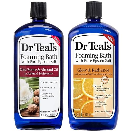 Dr Teal's Foaming Bath Combo Pack (68 fl oz Total), Moisturizing Shea Butter & Almond Oil, and Glow & Radiance with Vitamin C and Citrus Essential Oils - Image 1