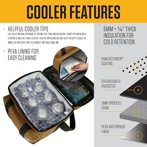 Carhartt Insulated Two Compartment Cooler, Durable Water Repellent Material W/Front Zippered Pocket for Camping, Beach & Travel thumbnail 2