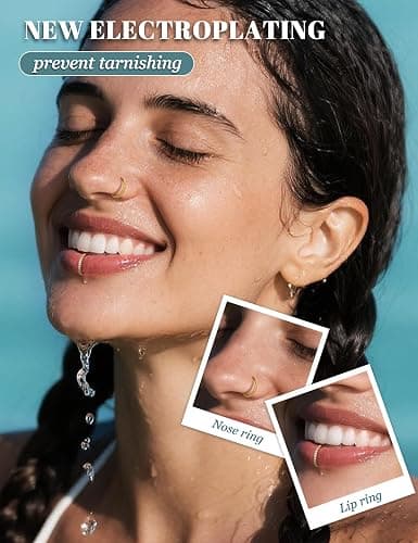 CASSIECA 5Pcs 18G 16G Surgical Steel Nose Rings Hoop for Women CZ Clicker Hinged Septum Ring Lip Helix Cartilage Double Hoop Earring Daith Rook Conch Body Piercing Jewelry for Women 8mm 10mm thumbnail 5