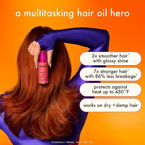 amika superfruit star lightweight hair styling + heat defense oil | heat protection, strengthen + reduce breakage, smooth frizz, add glossy shine | for all hair types thumbnail 2