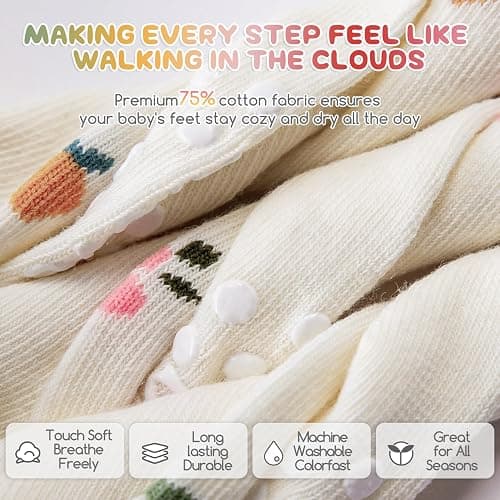 Aroveea Baby Toddler Girls Socks Grip Ruffle Non Slip Girls Cotton 12 Pack Socks for Kids Cute Ankle 6M-7Years thumbnail 4