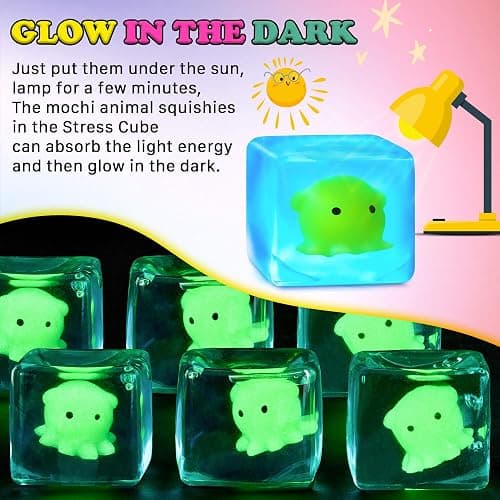 Squishy Stress Cube Fidget Toys Adults - Glow in The Dark Octopus Sensory Toys for Kids with Autism Stress Balls for Kids Squeeze Toys for Anxiety Easter Basket Stuffers thumbnail 4