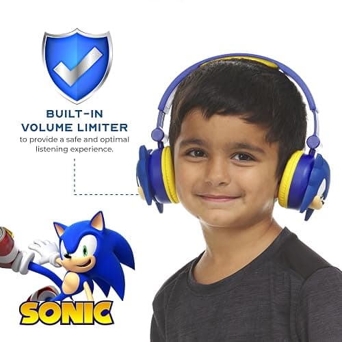 Sonic The Hedgehog - Kids Bluetooth Headphones, Wireless & Wired Over-Ear Headphones with Safe Volume, Adjustable Headband, Rechargeable Battery & Stereo Sound – Perfect for School, Home, & Travell thumbnail 3