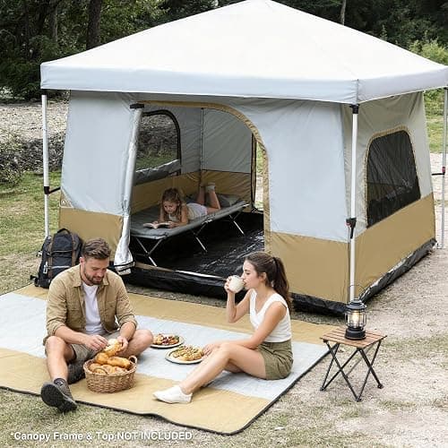REDCAMP Canopy Camping Tent for Pop Up Canopy Tent, Inner Tent Converts Straight Leg 10'x10' or 10'x20' Canopy into Camping Tent, Fits 4-6 Person(Frame/Shelter NOT Included) thumbnail 2